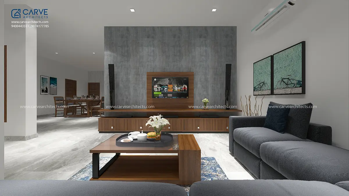 48. Living Cum Dining Rooms, Interior Designs, Residential Buildings, Kozhikode, Kerala